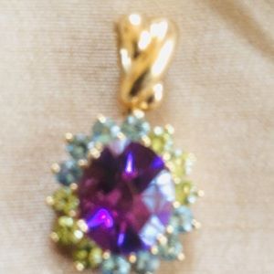 14k yg MULTI GEMSTONE PENDANT